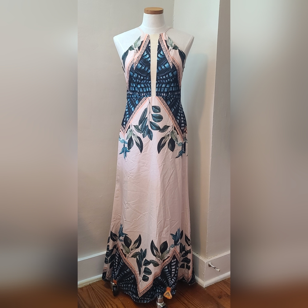 CBR Dress XL NWT Tropical Maxi Halter Dress